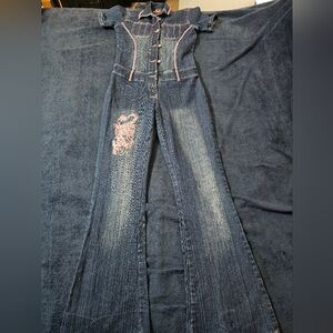 Vintage NJ Neeso Denim jumpsuit Yek Dragon